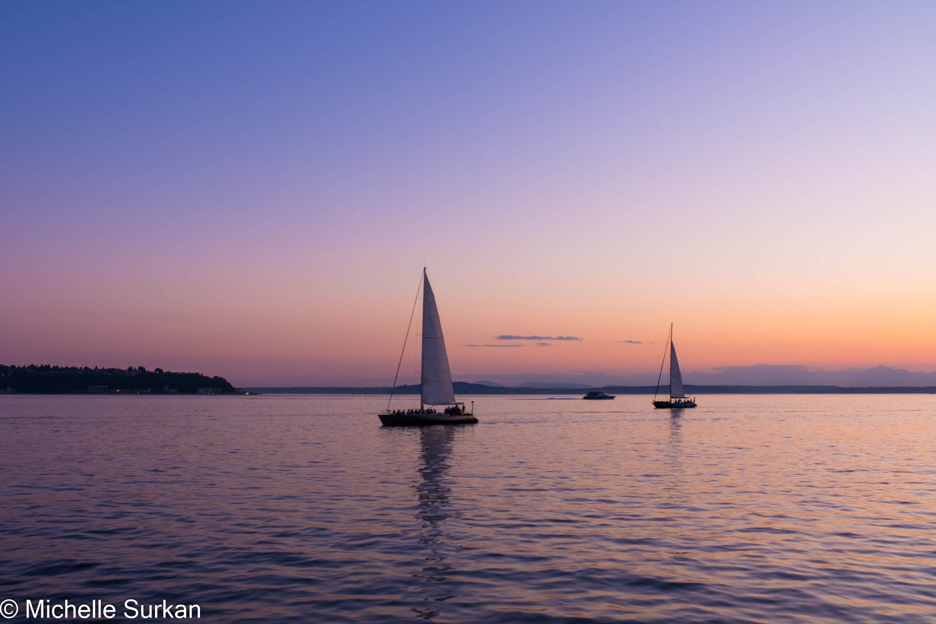 Ocean landscape shot with sail boats